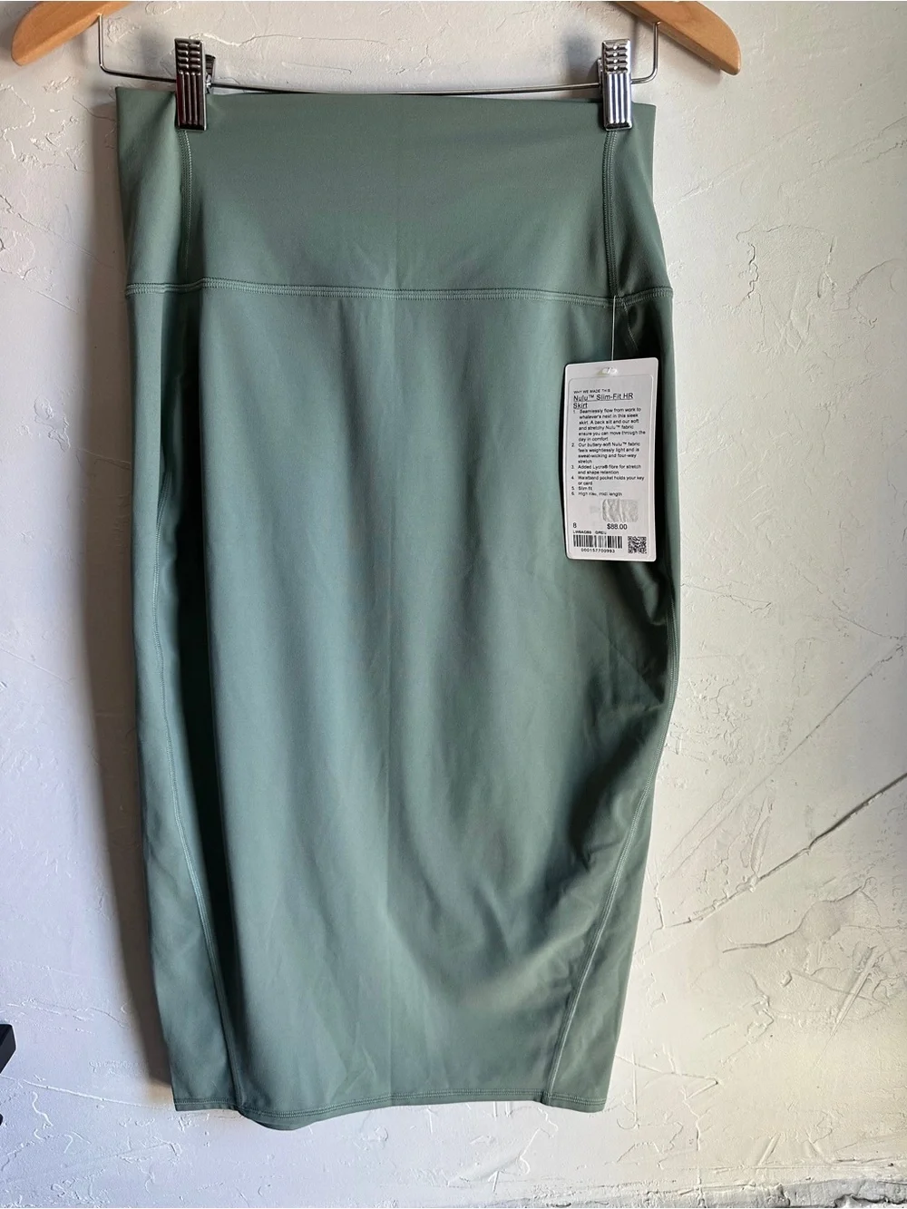 Lululemon Nulu Slim Fit High Rise Midi Skirt Sage Green Quiet Luxury Athleisure